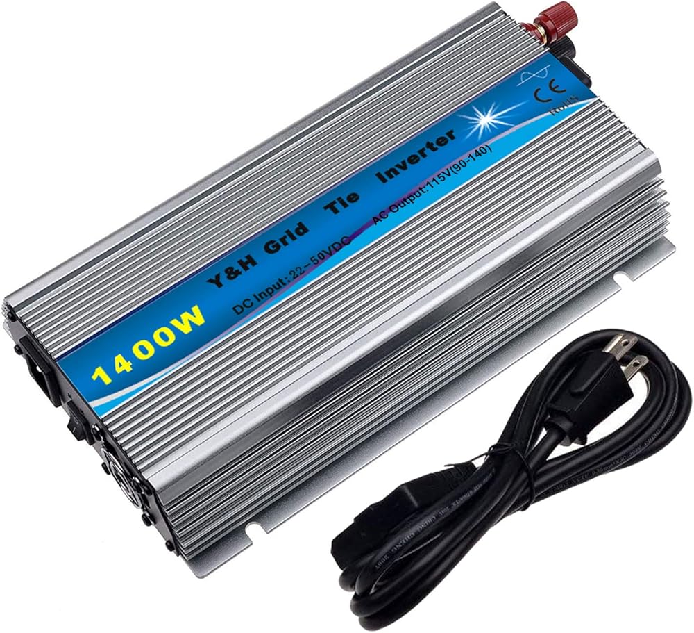 Y&H 1400W Grid Tie Inverter Stackable MPPT Pure Sine Wave DC30-45V Solar Input AC110/120V Power Output fit for 24V 36V PV Panel【Voc34-46V】