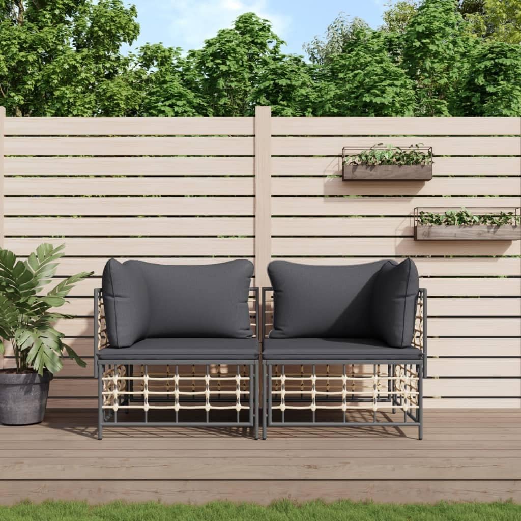 Sectional Corner Sofas with Cushions 2 pcs Poly Rattan,Cozy Corner Sofa for Outdoor,: Durable Poly Rattan, Ultimate Comfort Patio Furniture & Accessories, Outdoor Seating
