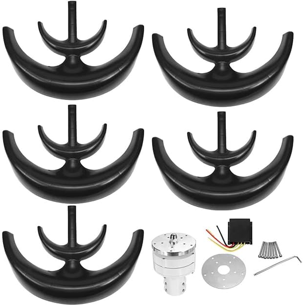 2000W Lantern Type 5-Blade Vertical Axis Wind Turbine Generator,12V 24V 48V Noiseless Vertical Wind Turbine Kit for Garden Boat Wind Motor with Controller