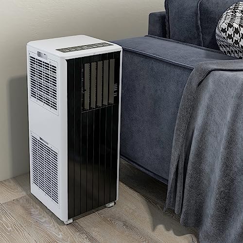 8,000 BTU Portable Air Conditioner for Rooms Up to 350 Sq.Ft - 3-In-1 Quiet Floor Standing AC Unit with Fan/Dehumidifier - Remote & LED Touch Control, Sleep Mode, 24H Timer, Black