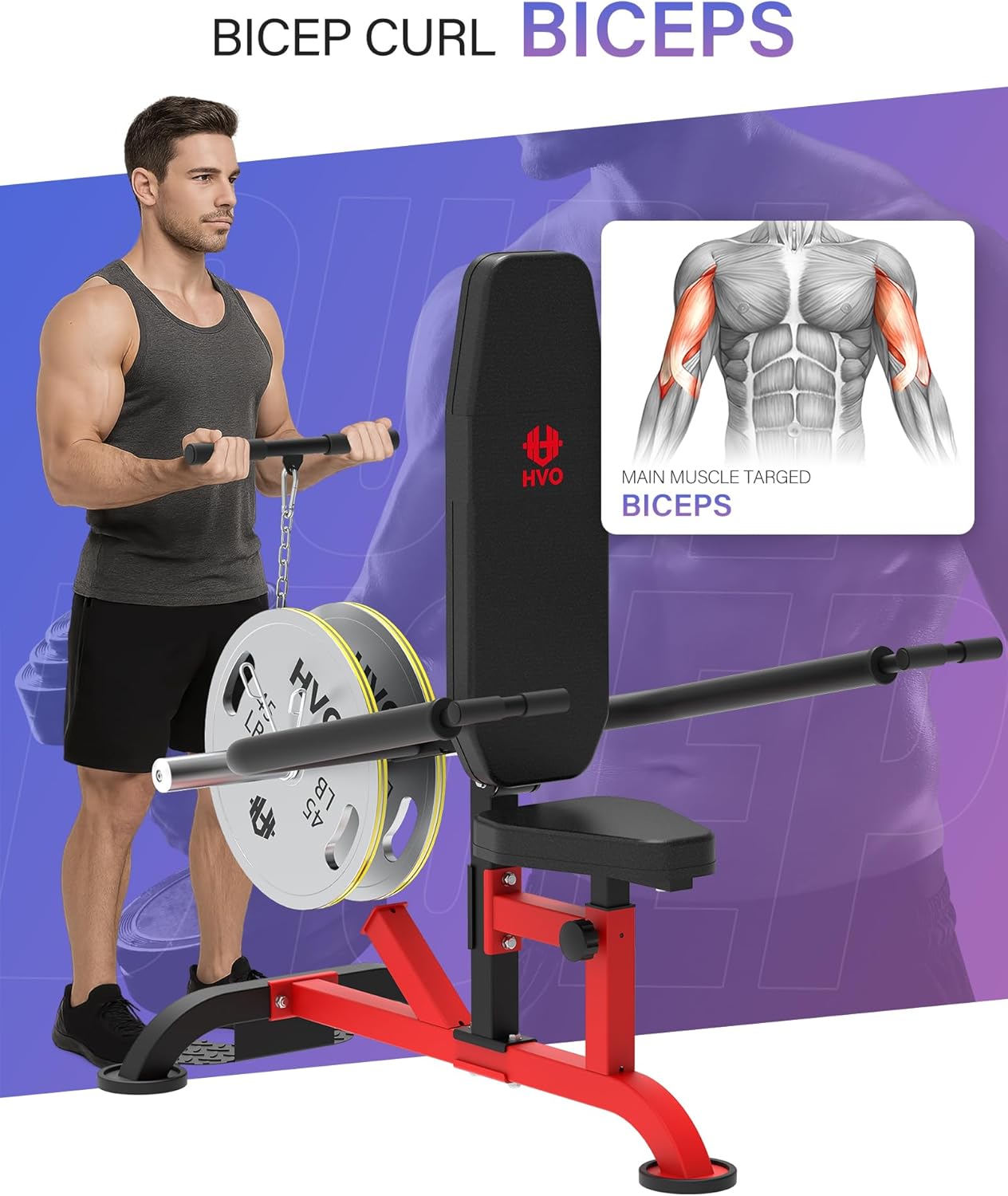 HVO Seated Dip Machine Tricep: Dip Machine Exercise for Biceps Plate Loaded Home Gym Strength Training Equipment