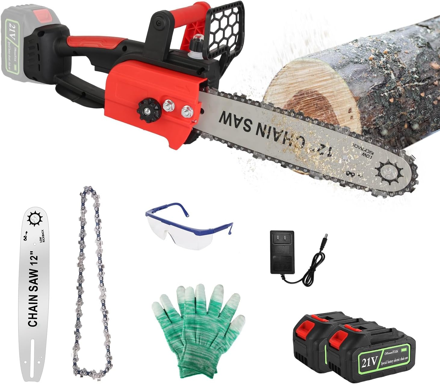 Electric Cordless Chainsaw, 12Inch Handheld Brushless Electric Chainsaw with Auto Oiler and Safety Switch, Portable Battery Powered Chain saw for Tree Trimming Wood Cutting