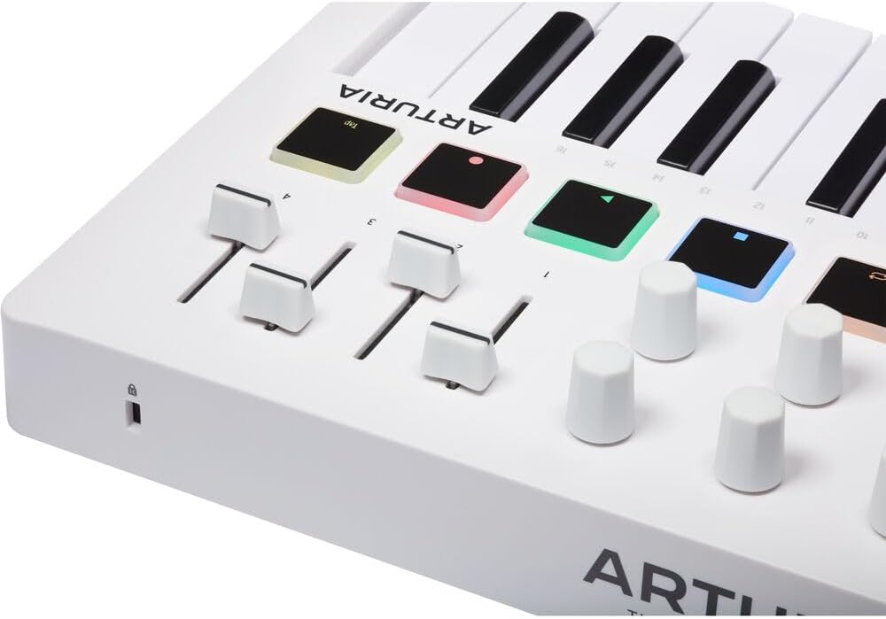 Arturia MiniLab 3 Compact MIDI Keyboard and Pad Controller | White Bundle with 6ft MIDI Cable + Microfiber Cleaning Cloth (3 Item)