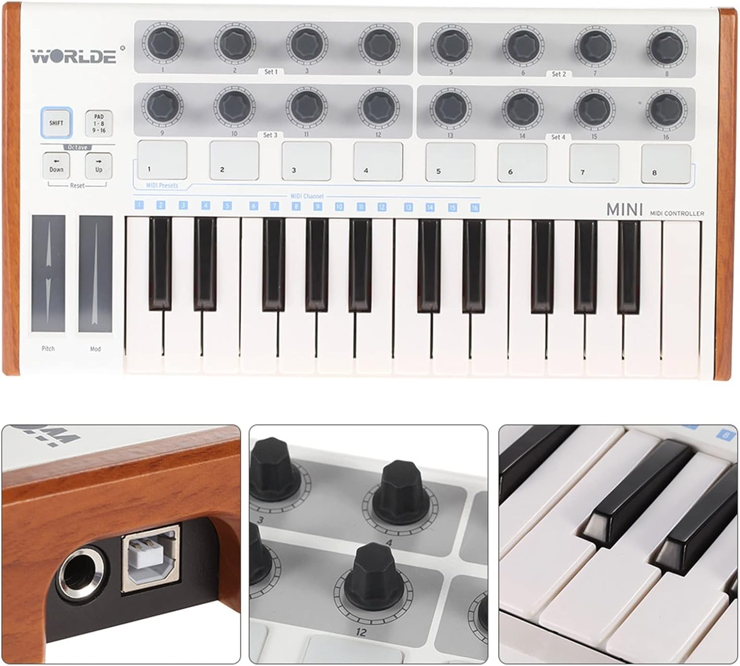 Keyboard Piano Portable Keyboard Controller Mini Professional 25-Key USB MIDI Controller Drum Pad Keyboard Instruments