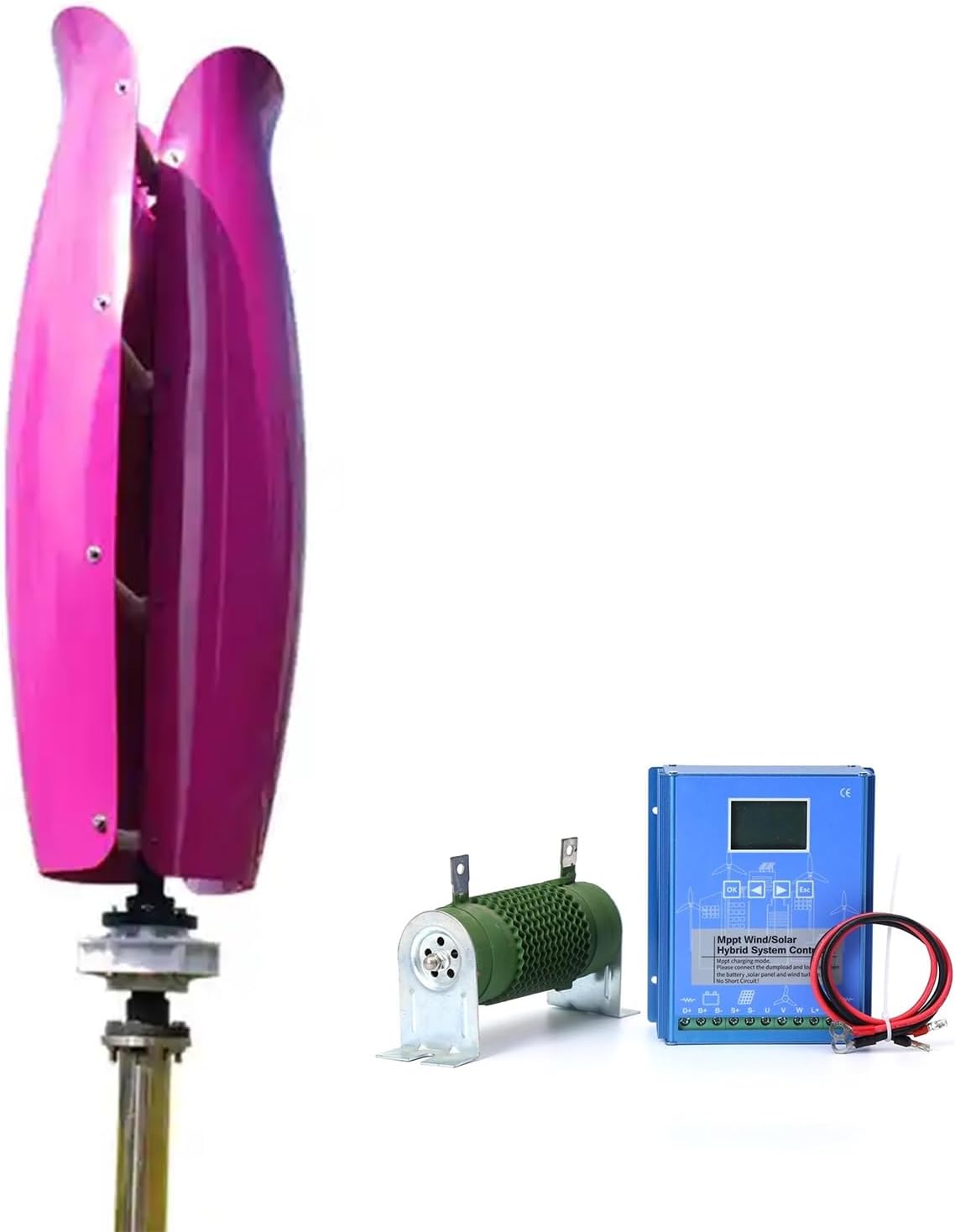 Tulip Type Vertical Wind Turbine 1500W Small Wind Turbine 12V/24V Wind and Solar Complementary Power Supply System (Color : Purple, Size : 12V)