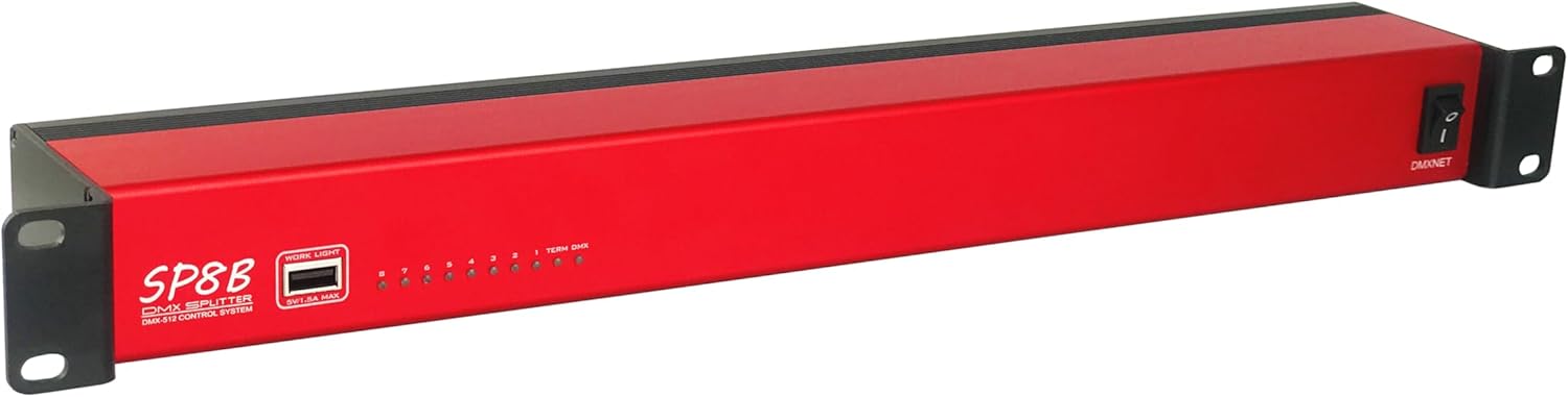 8-Port Opto-Isolated DMX Splitter/Amplifier/Isolator, LED Indicator, USB Work Light, Bulit-in Termination, XLR-5PIN,19 Inch Rack Mountable(RDM not Supported)