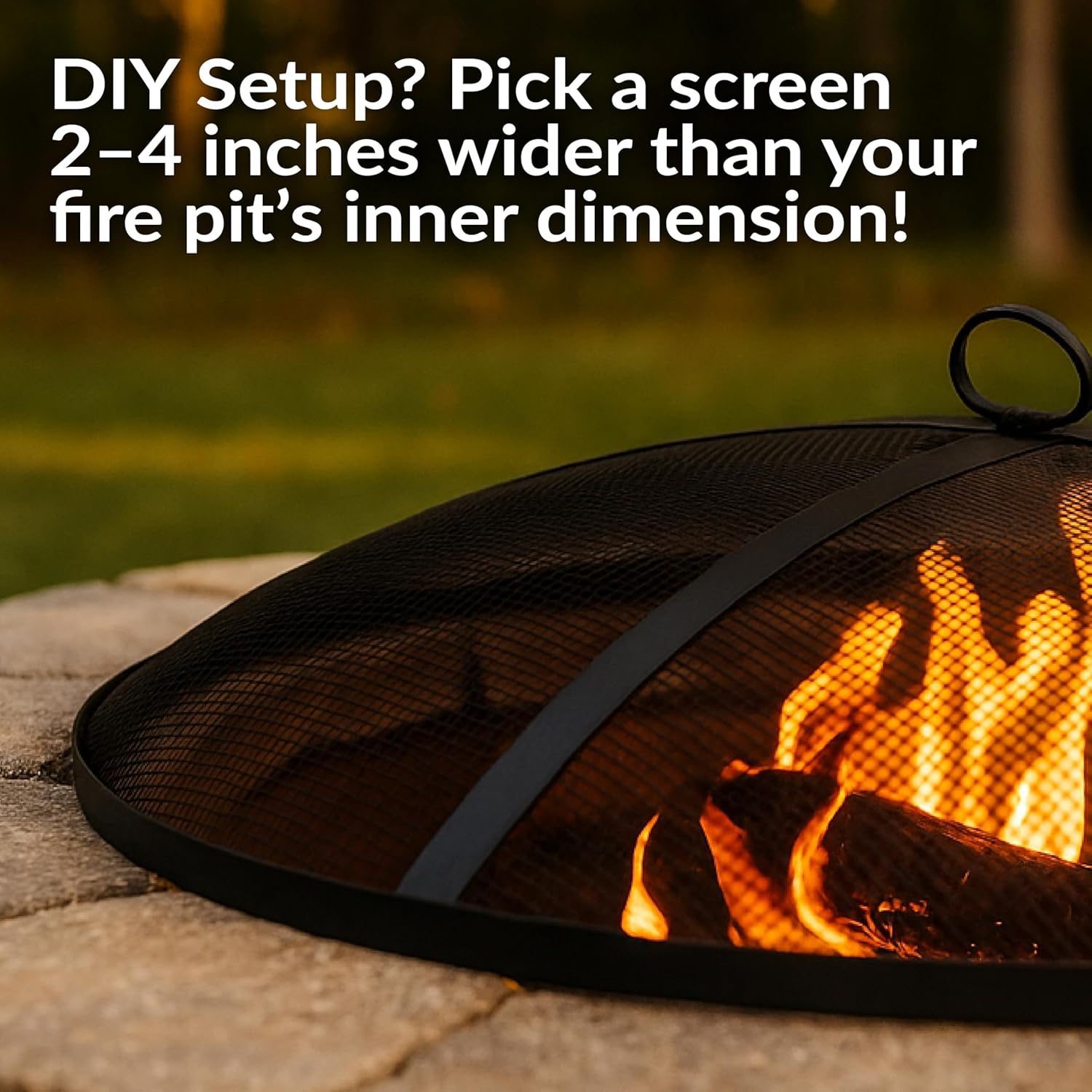 Sunnydaze Heavy-Duty Steel Mesh Fire Pit Screen - Fire Pit Spark Screen with Handle - 40-Inch Diameter