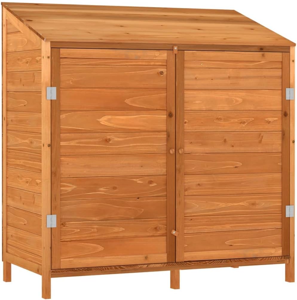 vidaXL Solid Fir Wood Garden Shed - Brown Outdoor Storage Cabin with Ample Space for Lawn and Gardening Equipment, Convenient Assembly - 40.2
