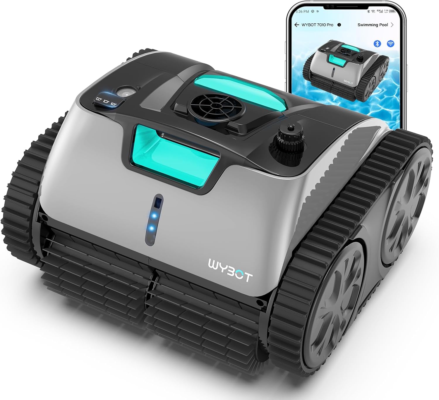 WYBOT C1 Pro Robotic Pool Cleaner with APP, Manual Mode Switching & Wall Climbing, 65W Suction Power, 150 Mins, 1614 sq.ft, Intelligent Route Planning, Pool Vacuum for Inground Pools
