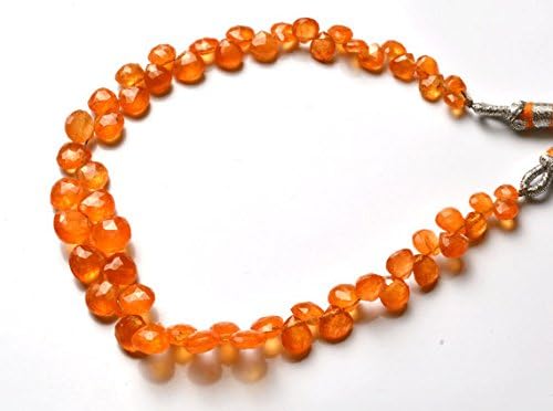 13 inch natural beads strand of 4-7mm faceted heart spessartine garnet gemstone briolletes beads for DIY jewelry - necklace, bracelet, earring, ring.