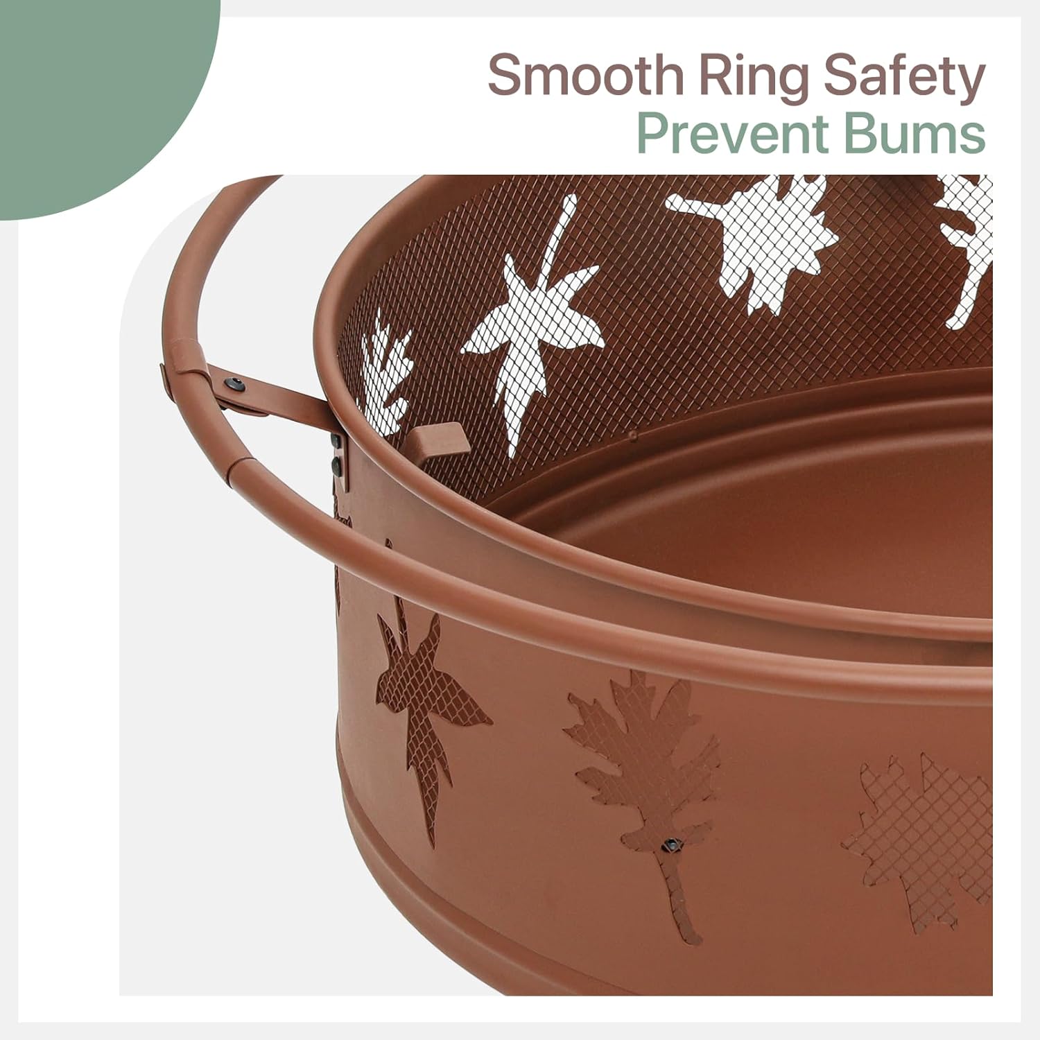 Outdoor Fire Pit with Leaf Cutout Pattern Design, 32