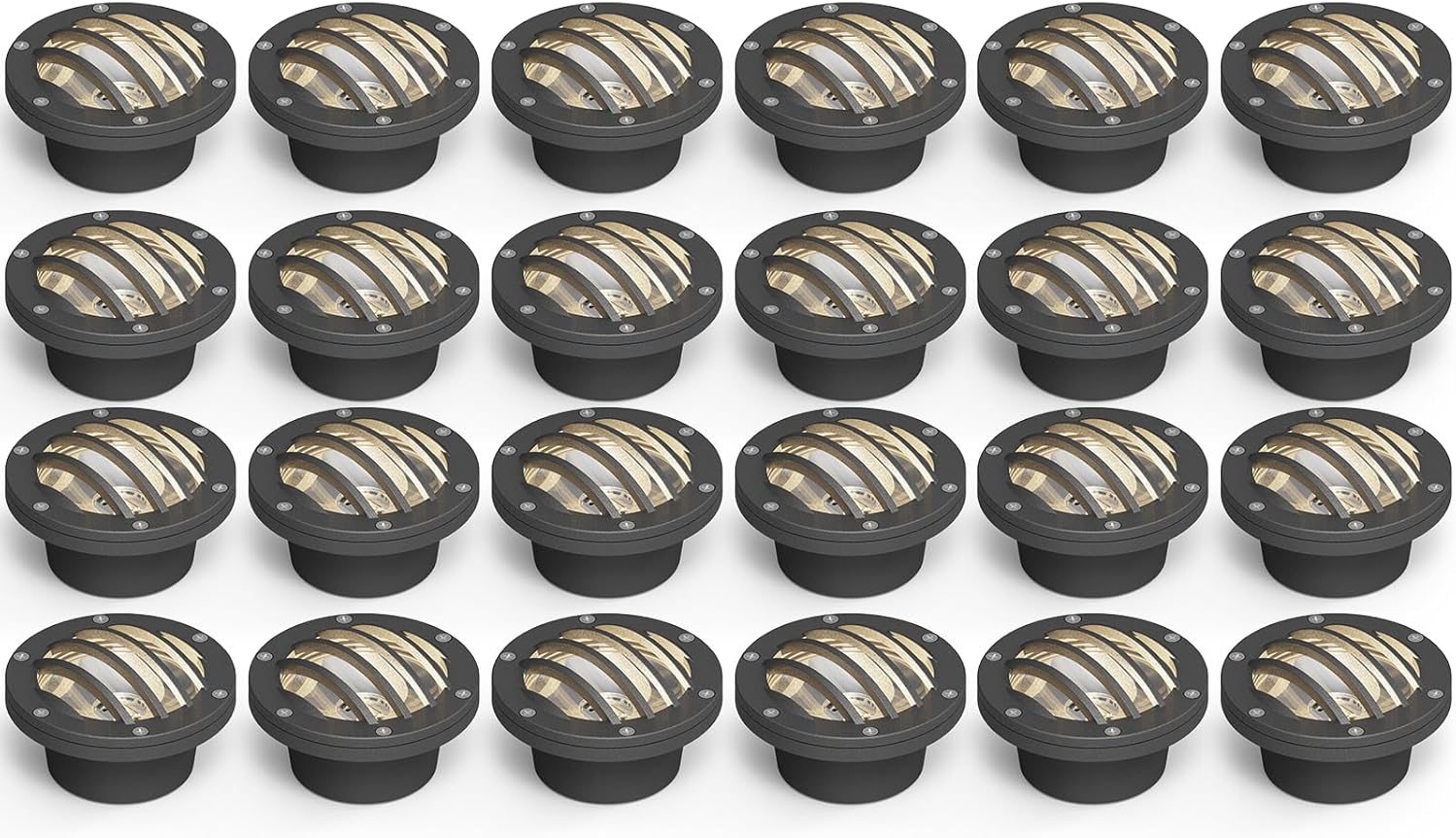 VENUS MANUFACTURING 24Pack Outdoor Low Voltage Inground Well Lights 4 Watt LED Landscape Lighting Kits 200 Lumen Weatherproof 2800K Warm White Metal Tree Light 12V Yard Deck Electric Uplights