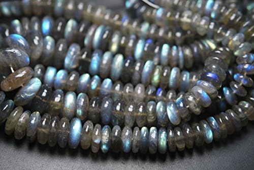8 Inches,Super Blue Flash Labradorite Smooth Rondelles Beads Shape 8-10mm Large Size