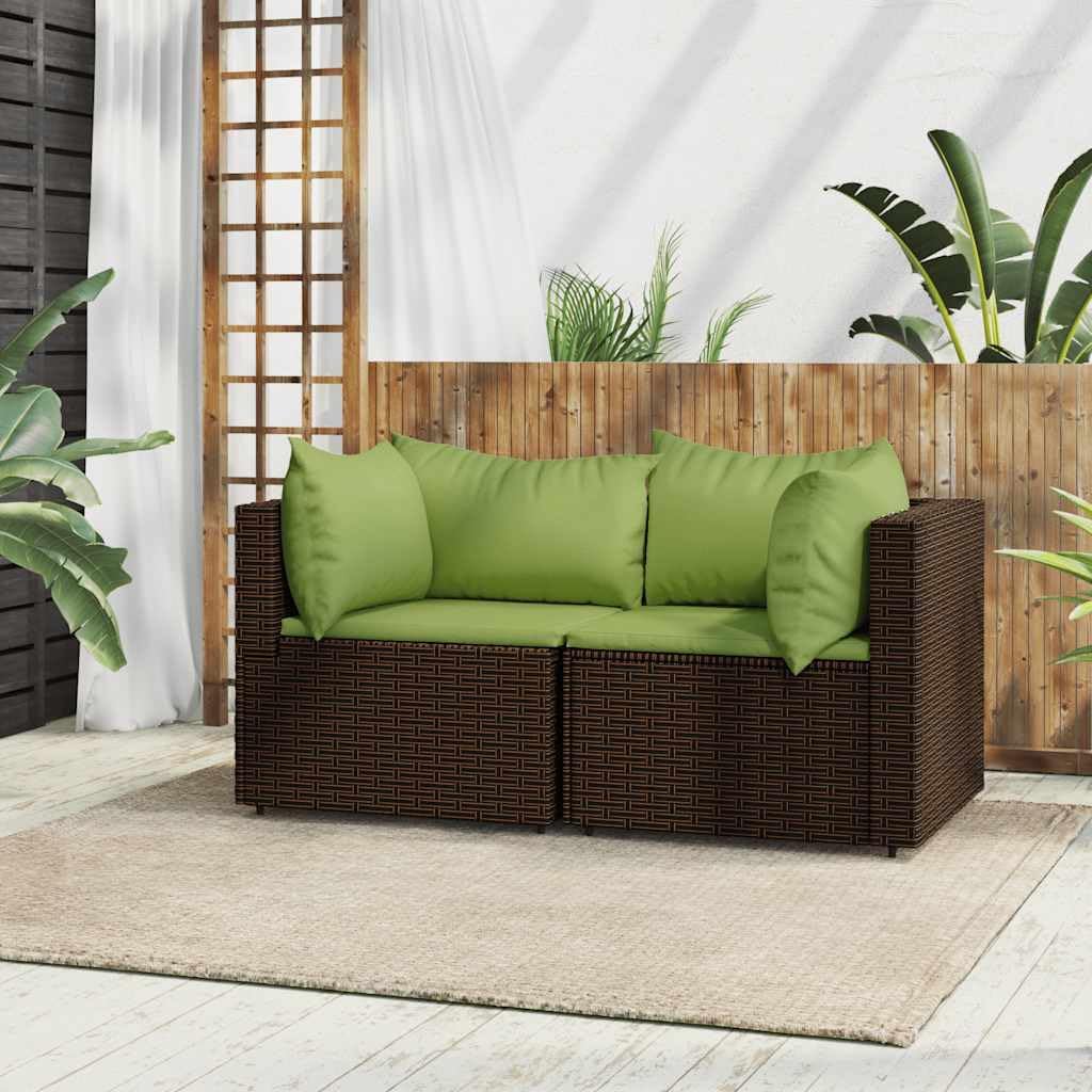Brown PE Rattan Modular Patio Corner Sofa with Adjustable Feet Outdoor Furniture for Small Balcony Garden Terrace
