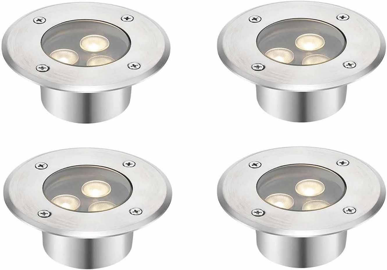 4PCS LED Buried Underwater Lights, Ultra-thinyo Outdoor Fountain Landscape Light, IP68 Waterproof Round Recessed Spot Light, Submersible LED Pond Lights Decorative Lighting(Blue,AC 12V-12W)