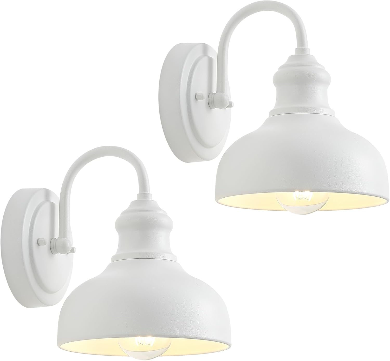 7 Inch Dome Outdoor Gooseneck Lighting Fixture, Exterior Small Porch Light Fixtures with Wall Mount, 2 Pack Farmhouse Style External Barn Door Wall Sconce Gooseneck Barn Lighting Wall Lamp