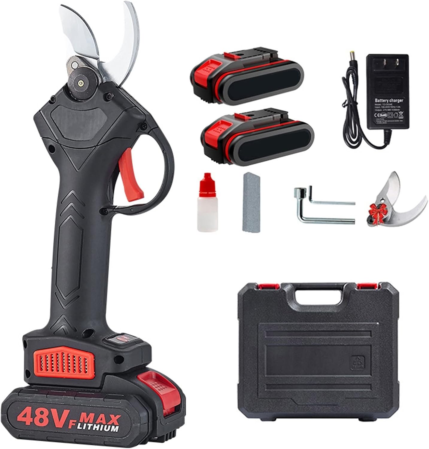 Cordless Electric Pruning Shear, Branch Cutter Scissors with 2 Rechargeable Lithium Battery, Tree Branch Pruner Secateurs with 25mm (1'') Cutting Diameter, Branch Cutter for Gardening