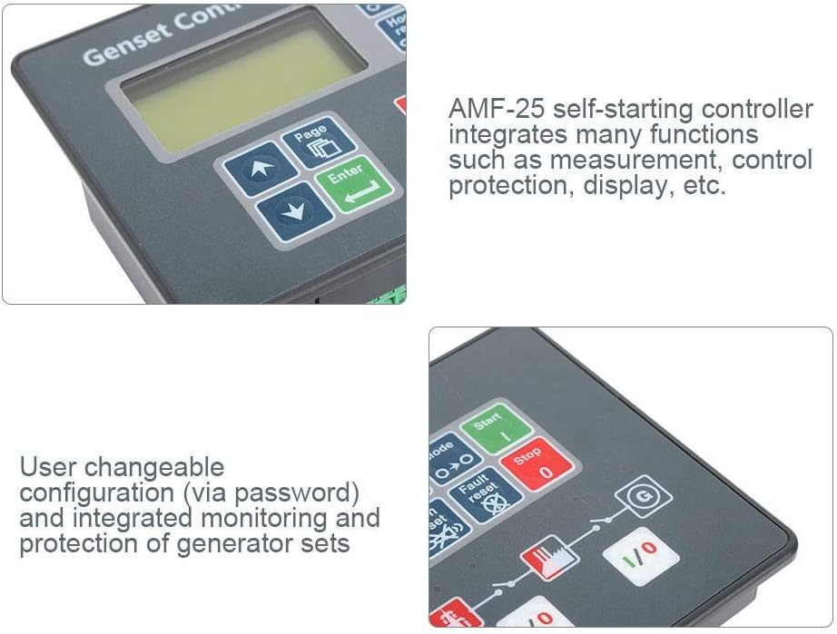 Jectse Generator Set DC 8-35V AMF-25, Controller with Automatic/Manual Start, Generator Set Measurement, Electric Start, Advanced Control and Monitoring