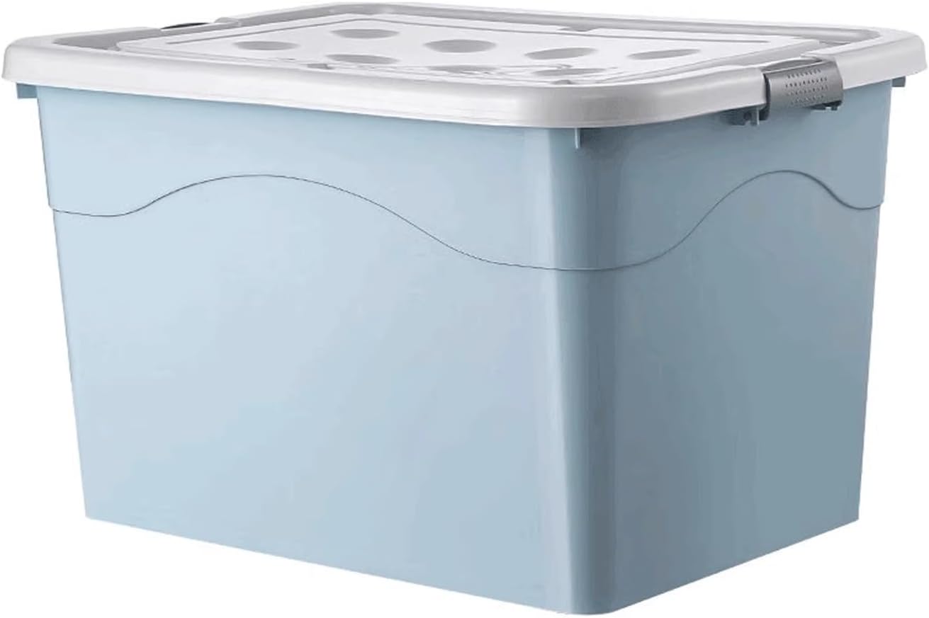 Outdoor Storage box Multi Size Colorful Plastic Stackable Airtight Storage Boxes with Wheels Suitable for Home Garage and Camping use for Storing Clothing Tools etc(Blue,37cm/15in)