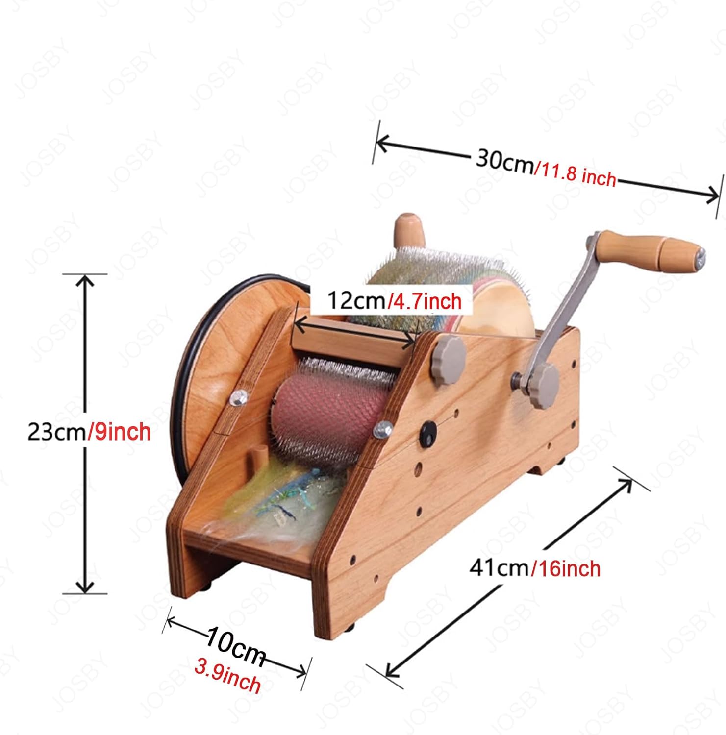 Drum Carder, Wool Fiber Carding Machine, Adjustable Roller Gap, Wool Felt-Making Tool, for Artistic Creation, DIY Craft