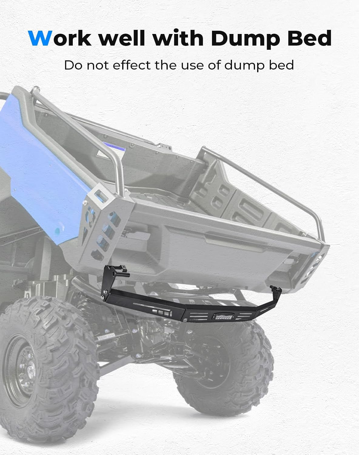 KEMIMOTO UTV Rear Bumper with 18W LED Light, Compatible with Pioneer 1000-3 / Pioneer 1000-6 2016-2025, Waterproof Bright Light, Impact Resistant Guard, Protection Accessories（Not Fit Pioneer 1000-5）