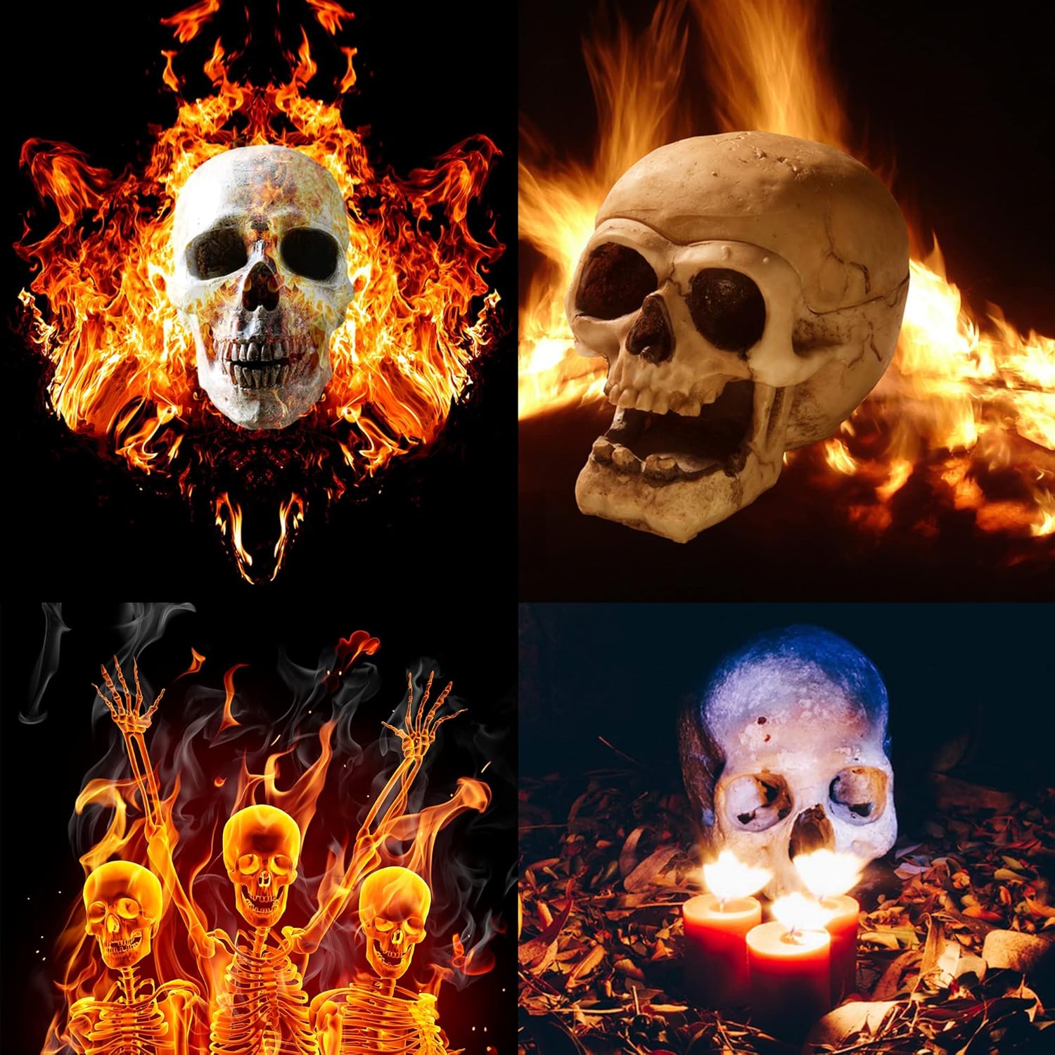 Ceramic Human Skull Fire Pit Gas Log Fire Log Skull Charcoal Decor for Outdoor Fireplace and Fire Pit, Indoor or Outdoor Fireplaces, Bonfire, Halloween Decor (Fireproof)(Refractory) (8)