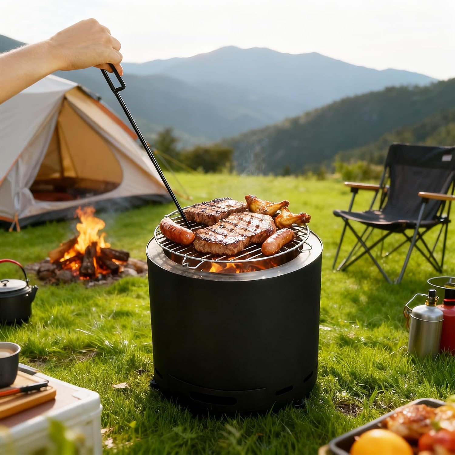 Smokeless Fire Pit for Outside, 15 Inch Portable Wood Burning Fire Pit with Carry Bag, Suitable for for Garden Backyard Deck Camping Beach