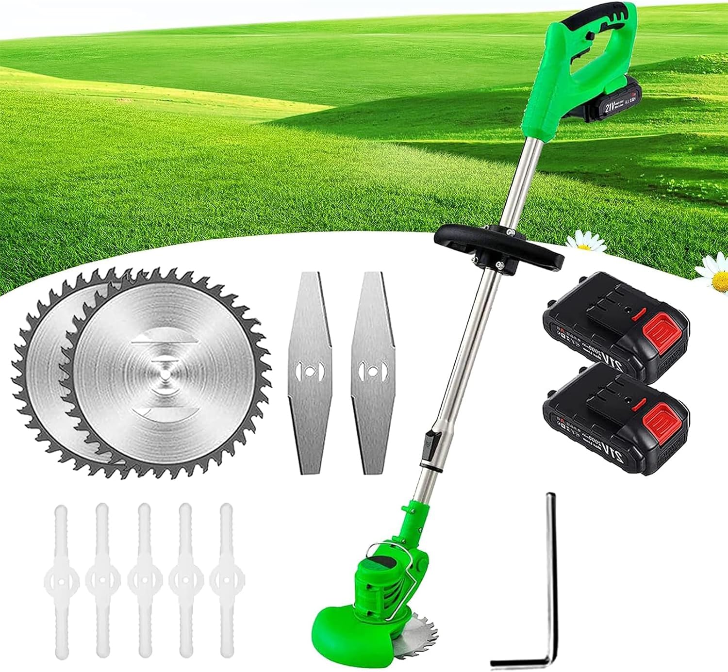 Electric Lawn Mower, Small Household Handheld Lithium Battery Lawn Mower Rechargeable Multifunctional Weeding Artifact for Garden Lawn Outdoor Gardeni