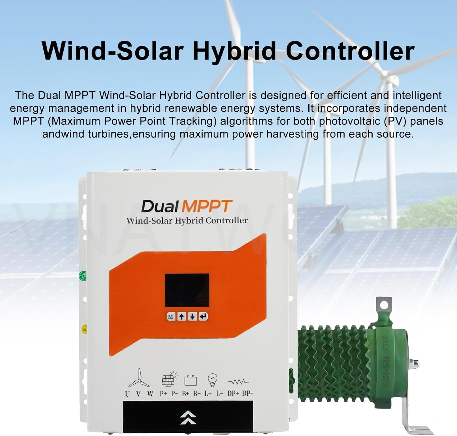 Dual MPPT Wind Solar Hybrid Charge Controller, with Color LCD Display, 5000W 12V/24V/48V, for Solar Power Panels and Wind Turbines 12V/24V