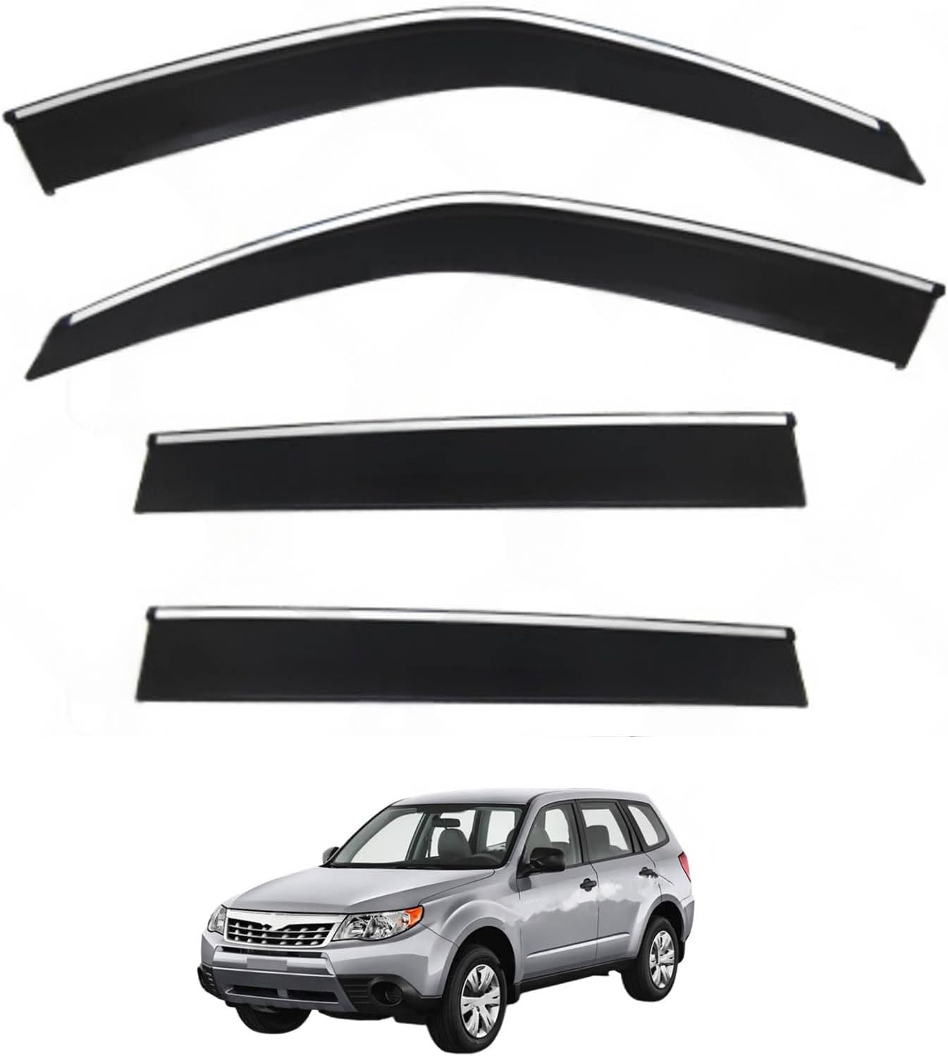 Window Deflectors for Subaru Forester MK3-SH 2009-2012, Sun Rain Guard Window Visors Vent Shades with Bright Stripes Car Accessories
