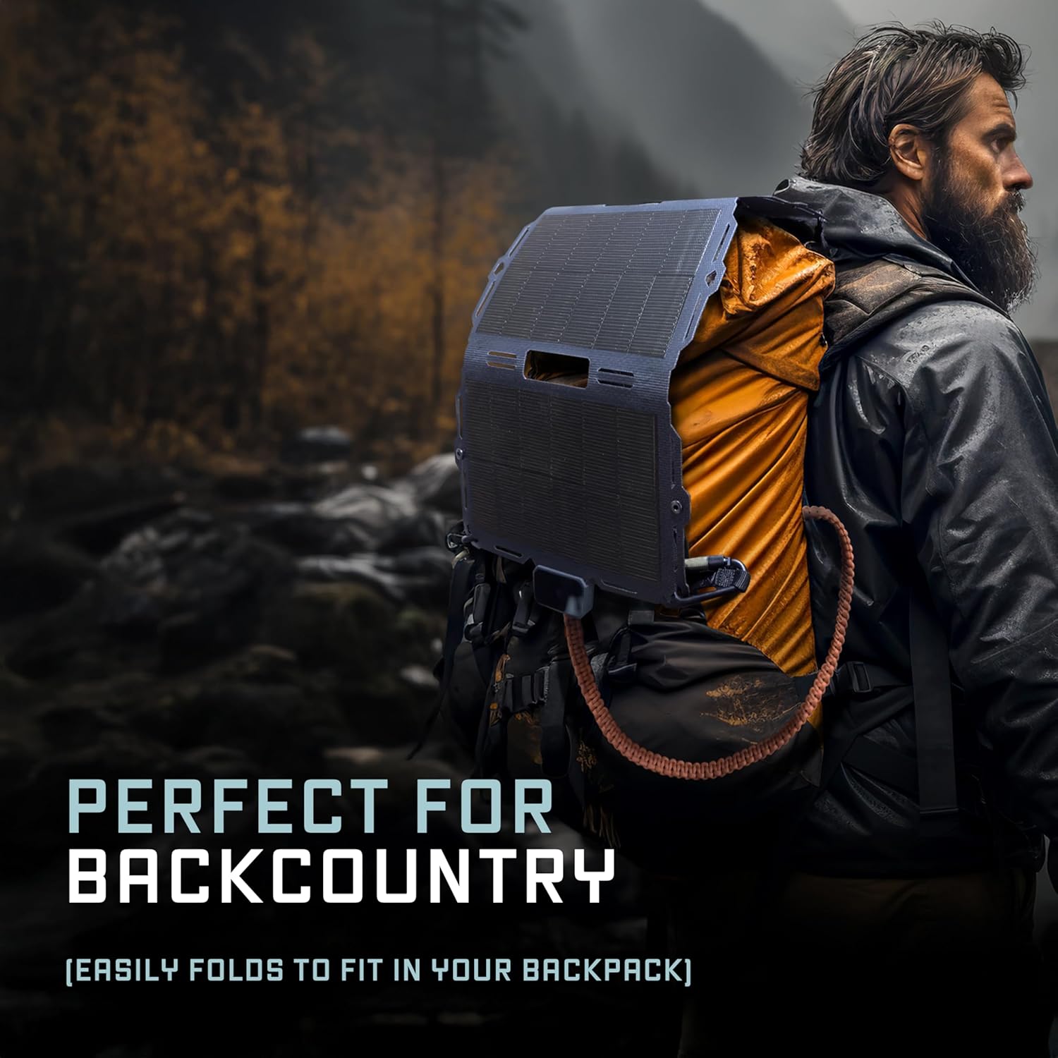 Dark Energy Spectre Folding 18W Solar Panel | Portable Solar Power Charges USB-C and USB-A Devices | Crush & Impact Resistant with Armor-Flex, IPX7 Waterproof, Lightweight Solar Powerhouse