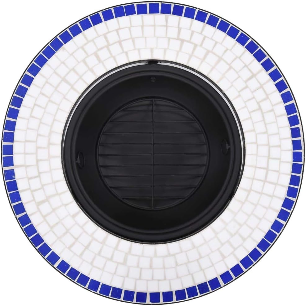 Mosaic Fire Pit Blue and White 26.8 Ceramic