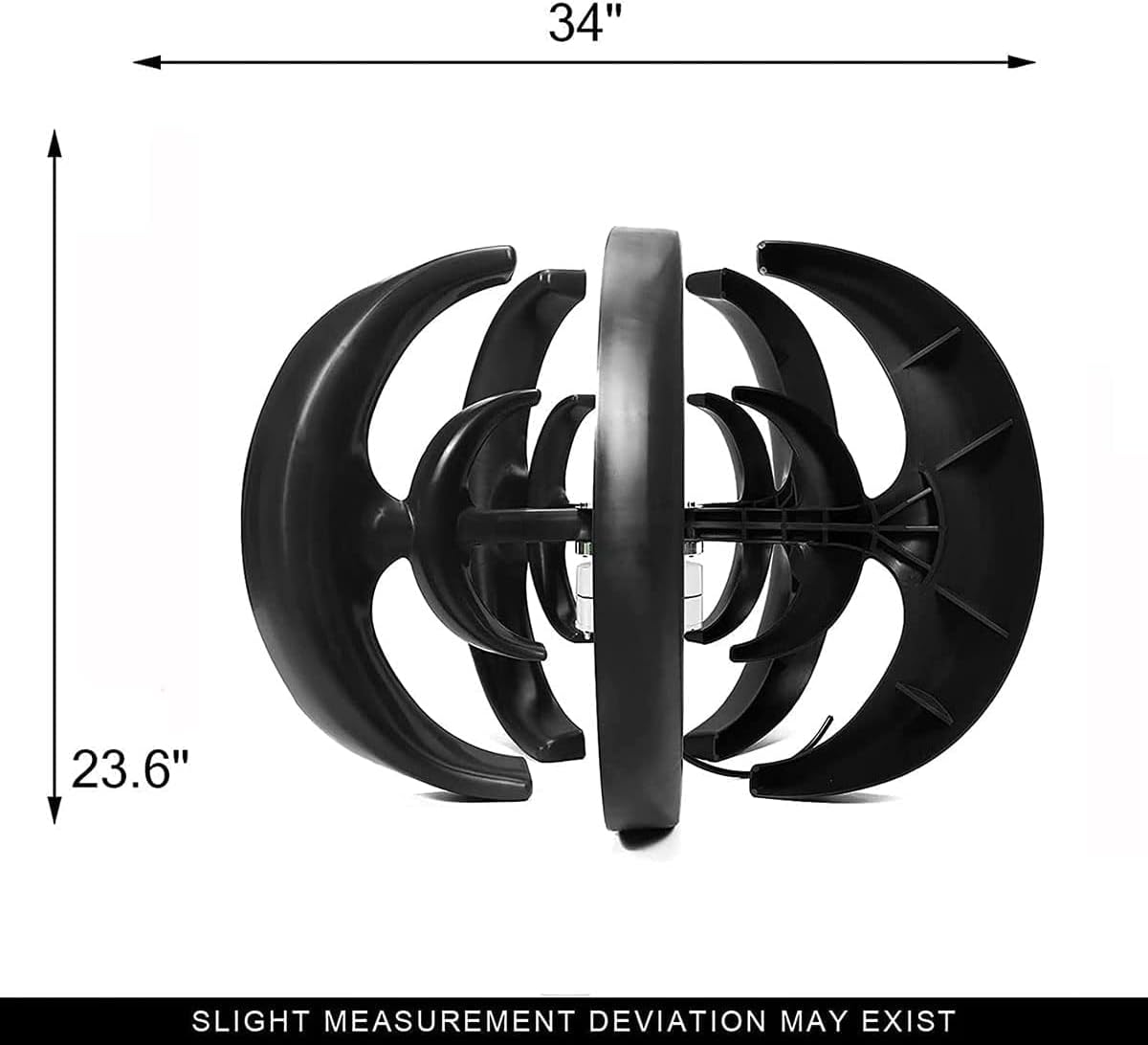 Wind Turbine 8000W Wind Turbine Black Lantern Vertical Wind Turbine 5 Blades Wind Turbine Kit with Controller Black