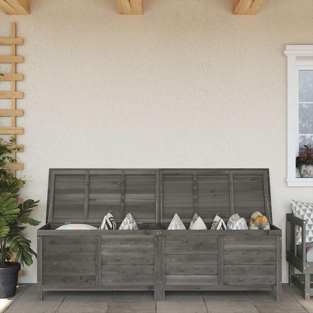 Patio Storage Box Outdoor 78.1x19.7x22.2 Inches Solid Wood Fir Garden Furniture Cushion Organizer with Slatted Bottom for Deck, Backyard, Poolside Anthracite