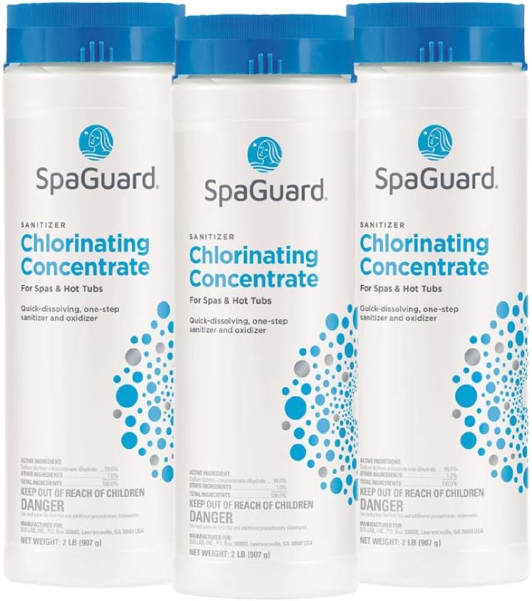 SpaGuard Spa Chlorinating Concentrate, 2 lb, Pack of 3, Advanced Spa Water Treatment for Hot Tubs and Spas, Quick Dissolving Oxidizer