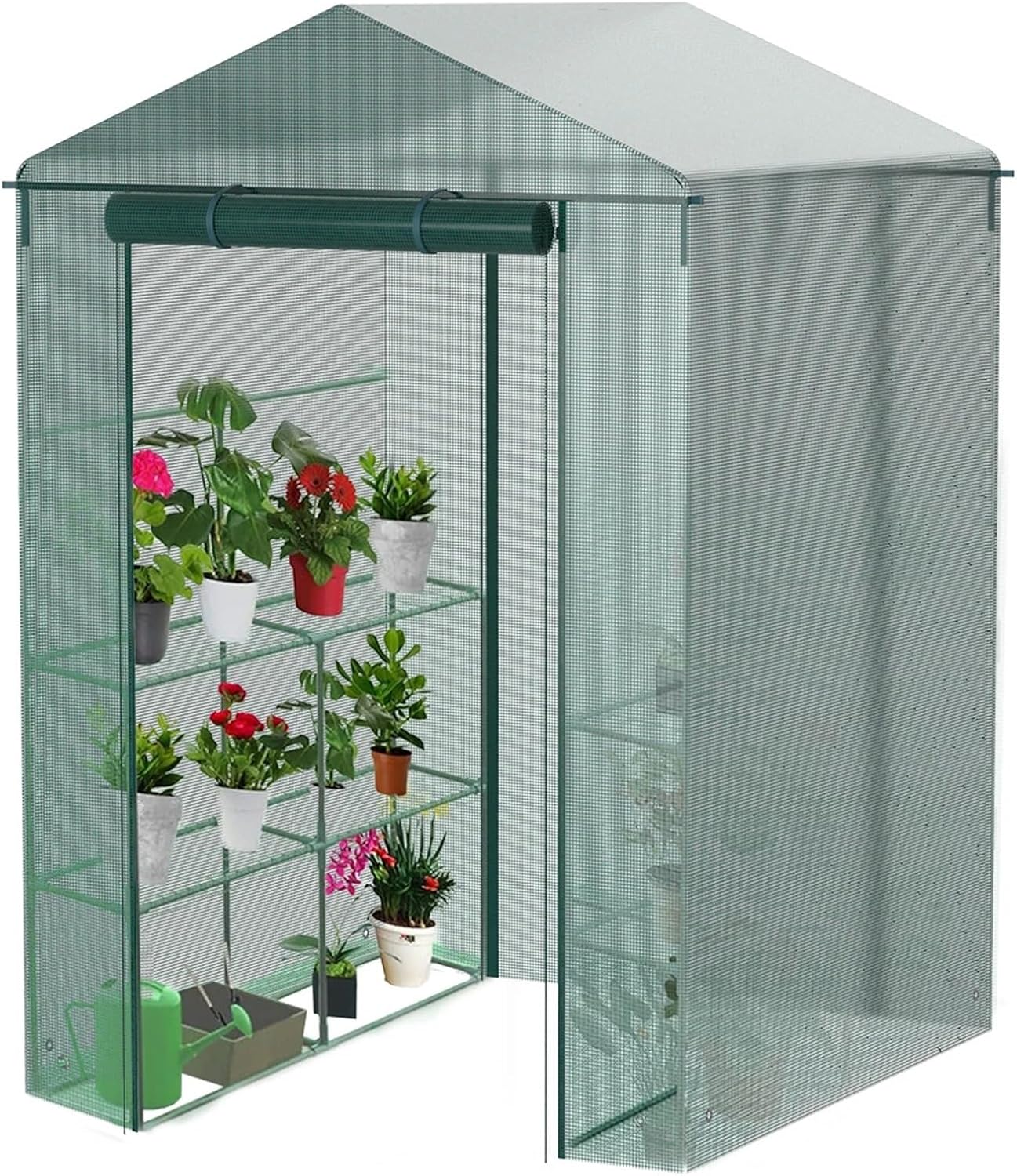 Garden Walk-in Greenhouse Cover Greenhouse Replacement Cover with Roll Up Door for Outdoor Plant Gardening Plants(Type A)