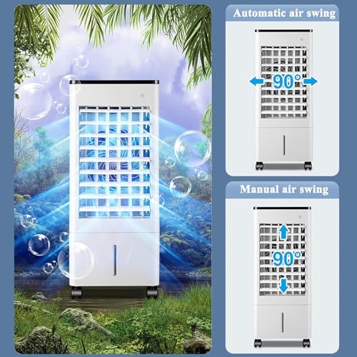 Portable Air Conditioner - 3-in-1 Evaporative Cooler with Remote Control, 15-Hour Timer, Water Tank, and Rolling Casters for Home, Office, and Bedroom Use - White