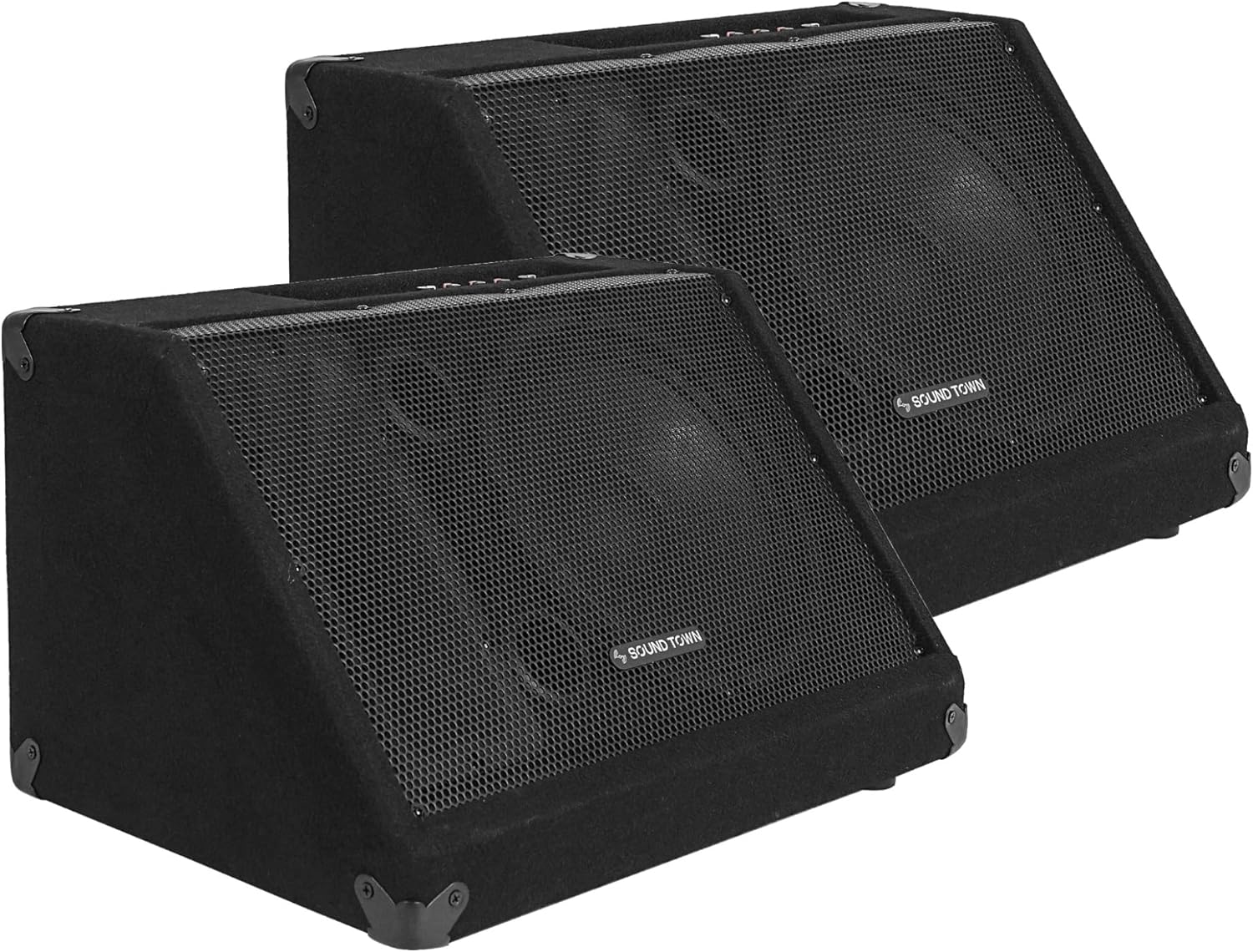 Sound Town 2-Pack Powered DJ PA Stage Monitor Speakers 10” 300W with Compression Driver for Live Sound, Bar, Church (METIS-10MPW-PAIR)