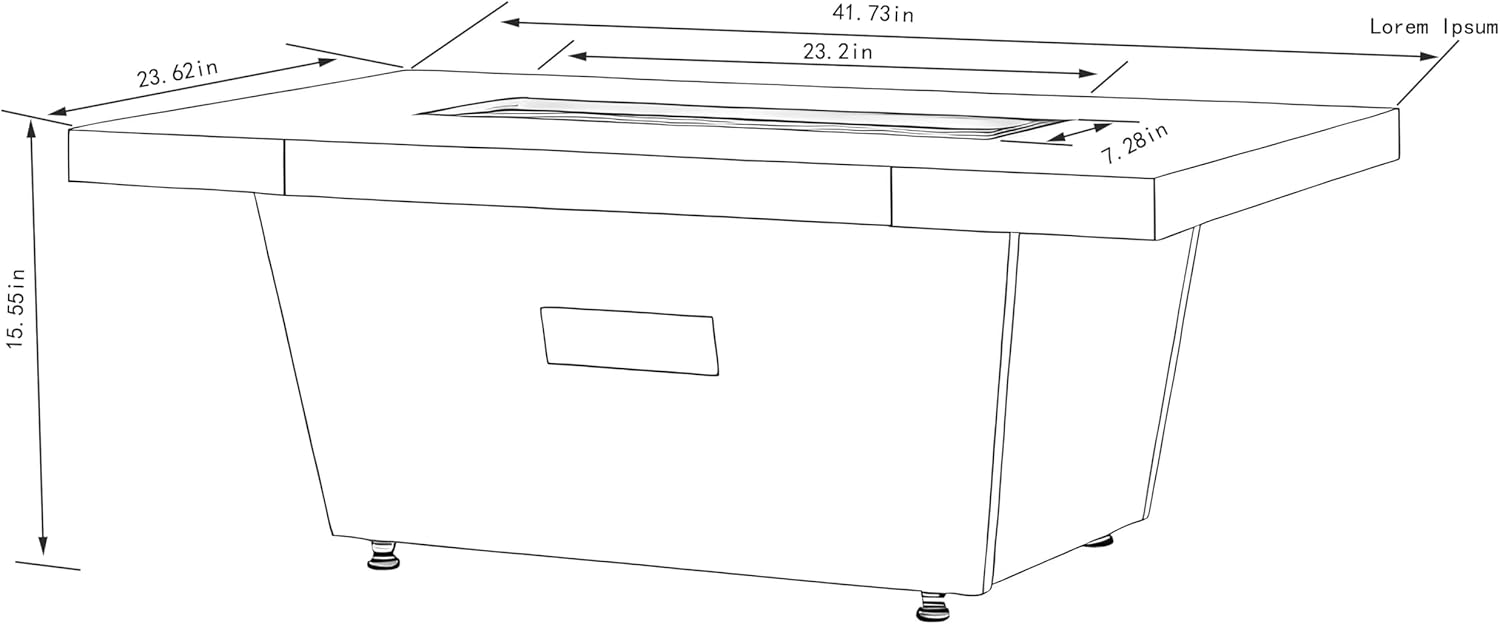 Modern Outdoor 42-Inch Rectangular Gas Fire Pit Table, Cement Grey Iron Construction with Wood Grain Base, 50000 BTU Propane Heating for Patio, Garden, 41.73 x 23.62 x 15.55 Inches