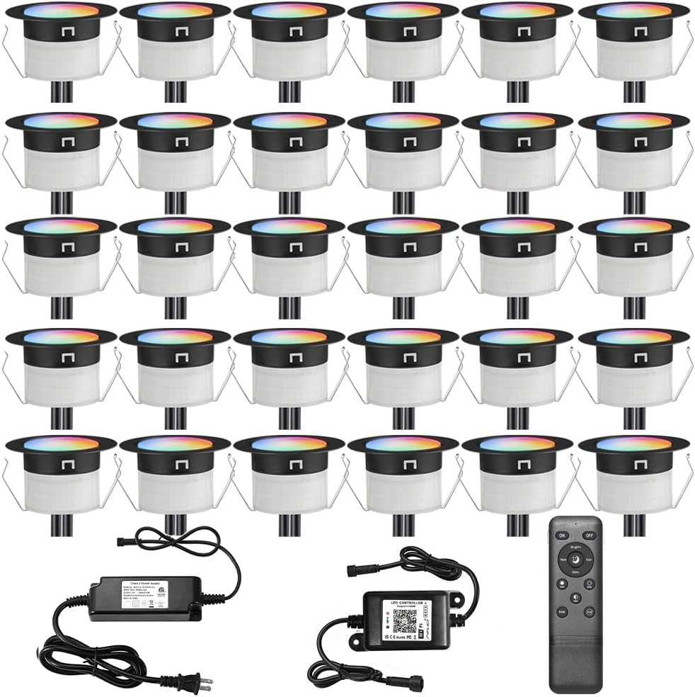 LED Deck Lights Kit, 30 Pack Φ1.22