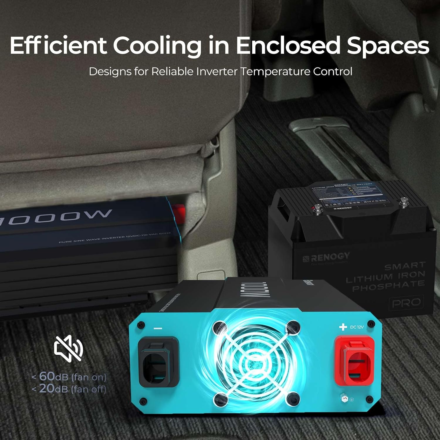 Renogy 1000W Pure Sine Wave Inverter & 50A DC-DC Charger with MPPT Bundle - Compact Solar Power Kit for RV, Van, Truck, and Off-Grid Use