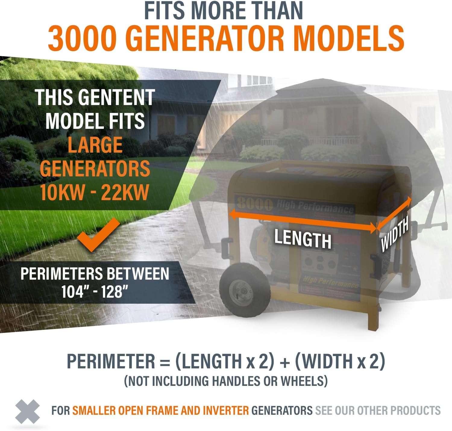 GenTent XL Generator Running Cover - Universal Kit (Extreme, Black) - for Larger Open Frame Generators