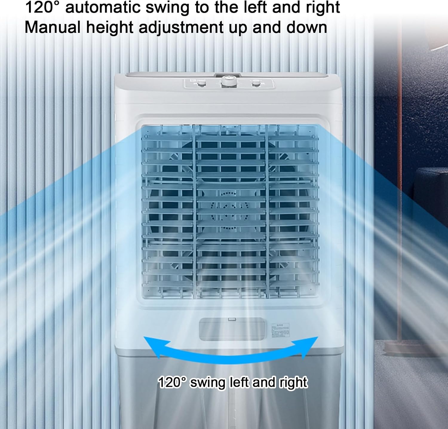 Swamp Cooler Air Conditioner, Evaporative Air Cooler w Large Capacity Water Tank, 4 Ice Box, Portable Air Conditioner with 3 Speeds for Backyard, Garage, Patio, Indoor(41x35x90cm(16x14x35.5in))