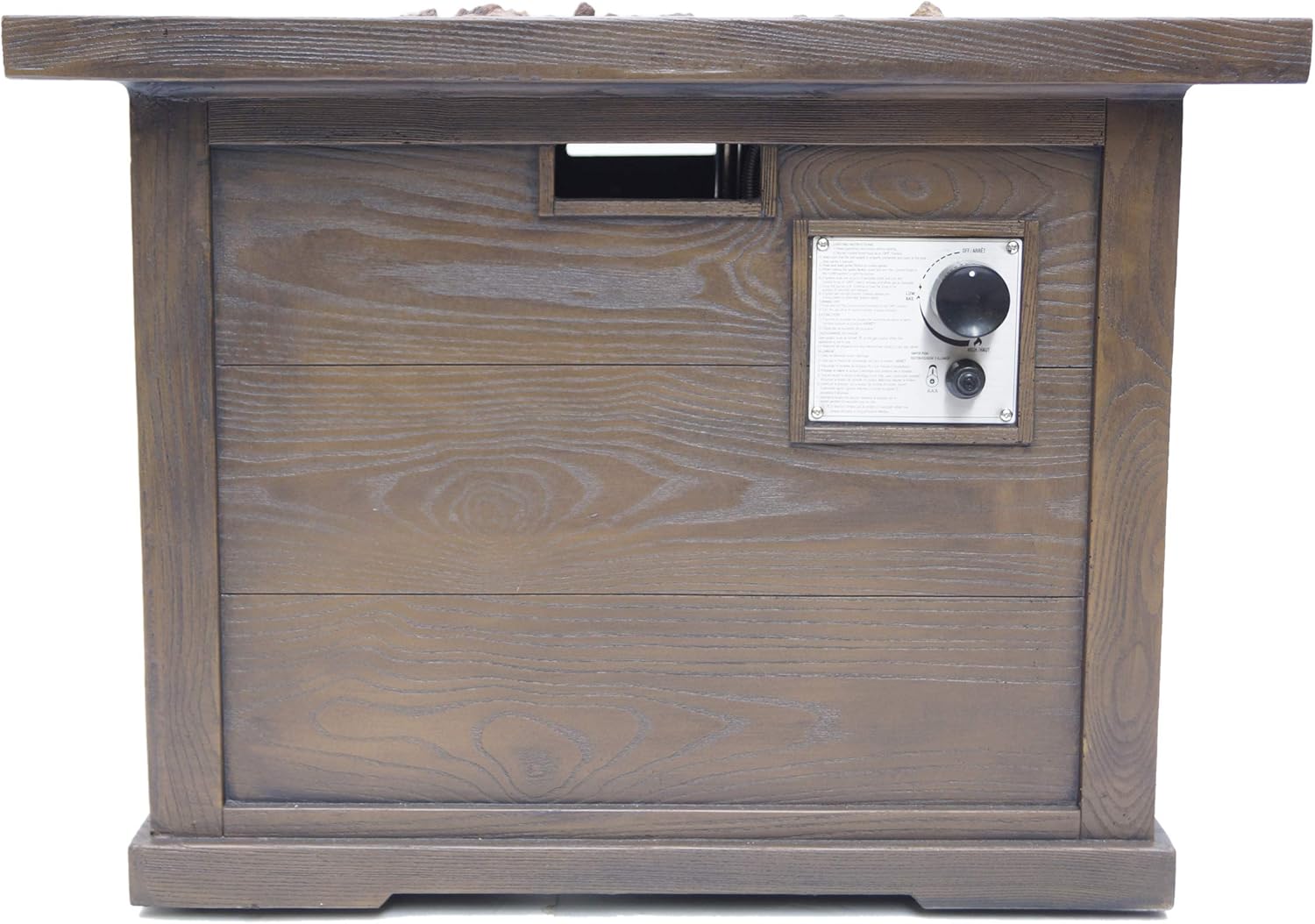 Christopher Knight Home Ellington Outdoor Square Gas Fire Pit, Brown With Wood Pattern