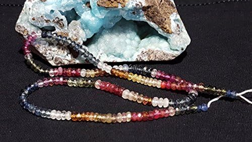 natural multi color umba sapphire micro faceted rondelle beads 4 to 4.5mm 16 in