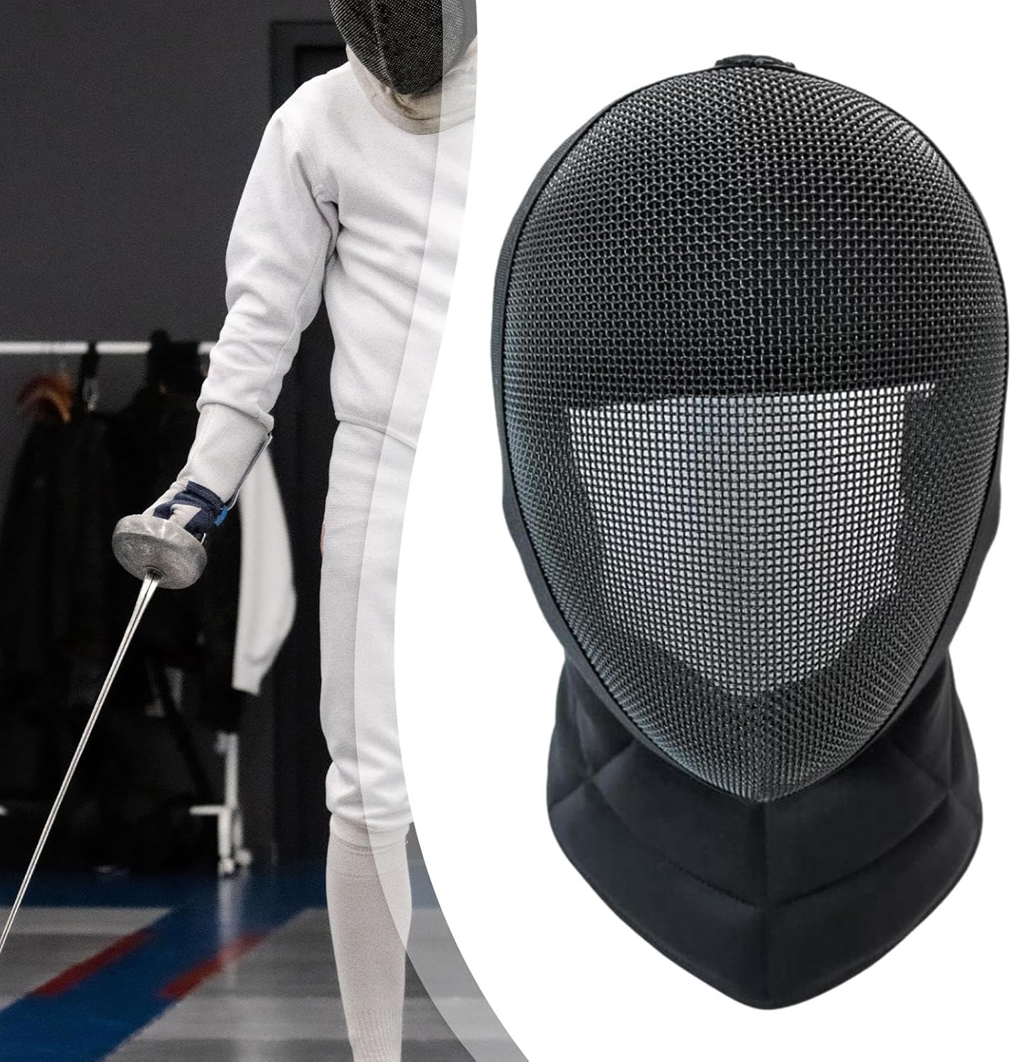Generic Fencing Epee Coach Fencing Helmet Breathable Stabproof Comfortable Professional Face Cover Sports Accessories