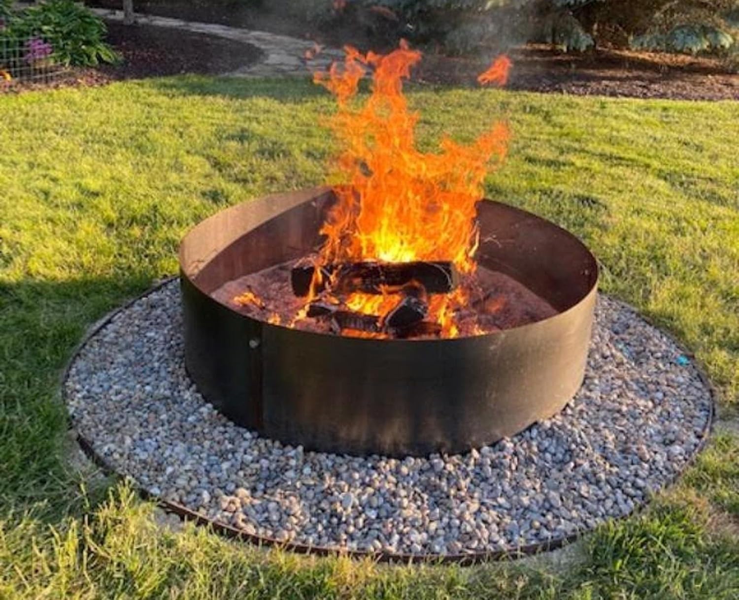 Fire Pit Ring Round Large 8' ft Dia.Steel Metal Campfire Ring.