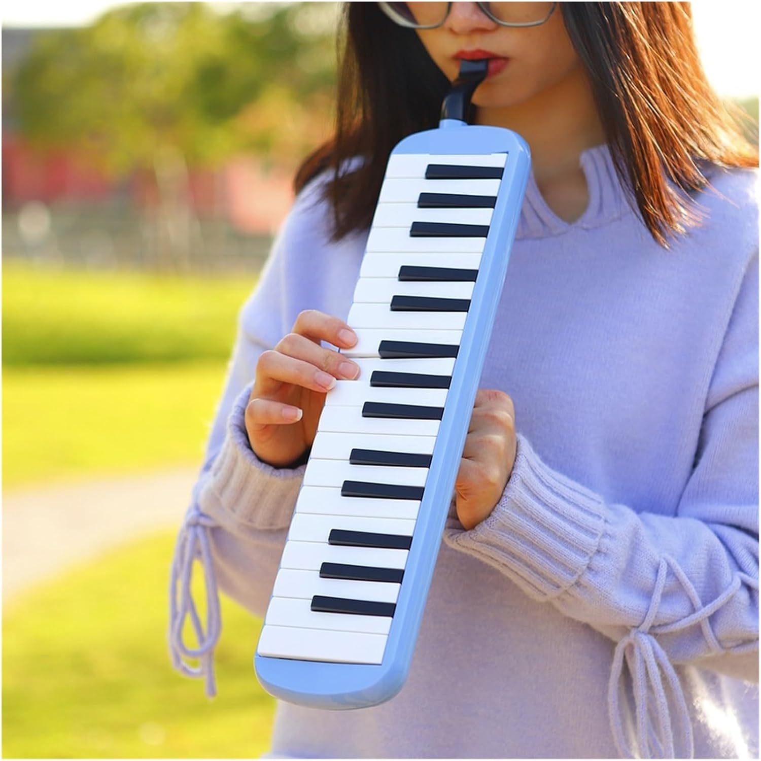 Melodica 32 Keys Melodica Piano Keyboard Style Musical Instrument Harmonica Mouth Organ With Carrying Bag Mouthpiece(Green)
