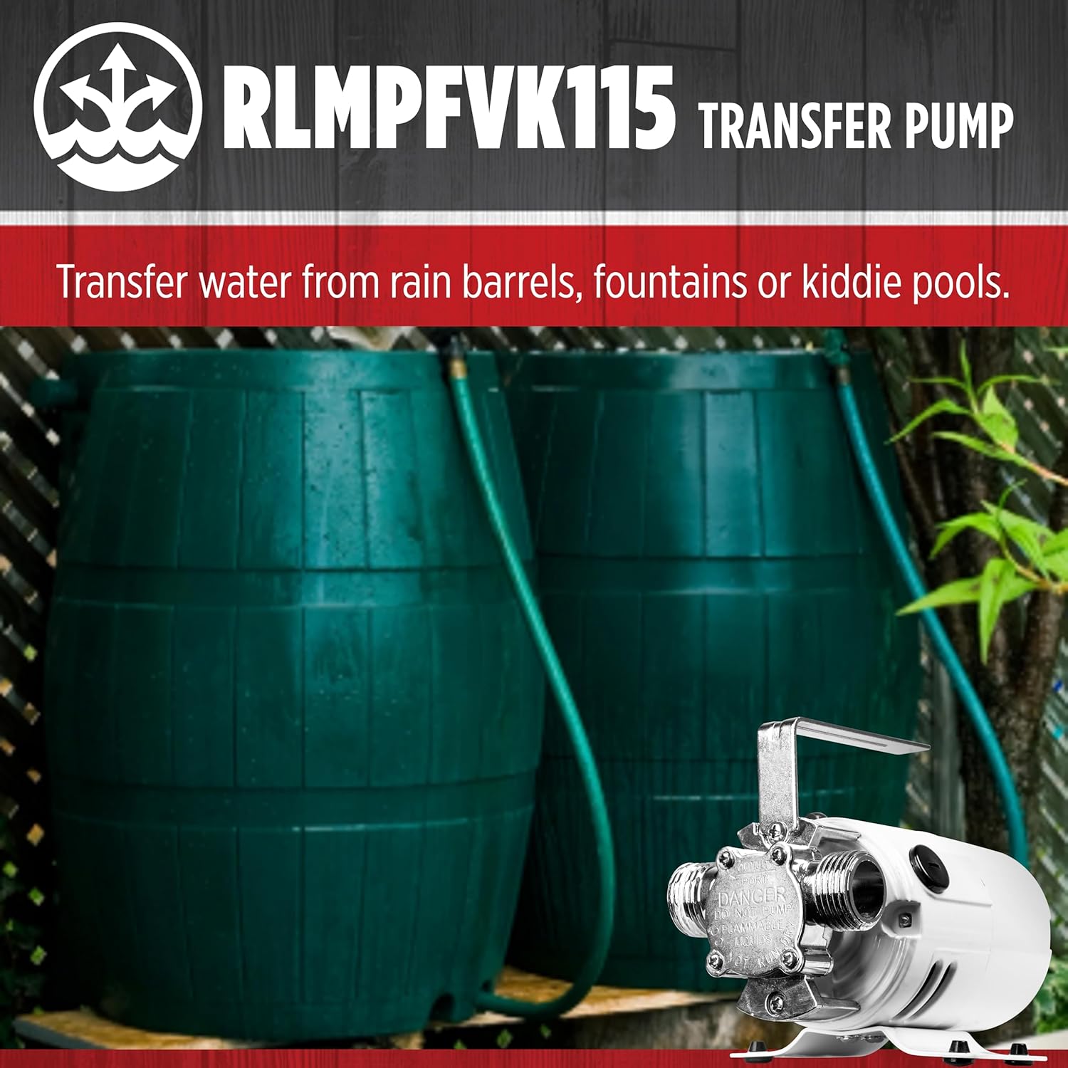 Red Lion RLMPFVK115 115 Volt 350 GPH Non-Submersible Multi-Purpose Transfer Pump with Accessory Kit, White, 14942025