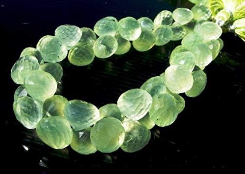 13 inch natural beads strand of 9-10mm faceted onion prehnite gemstone briolletes beads for DIY jewelry - necklace, bracelet, earring, ring.